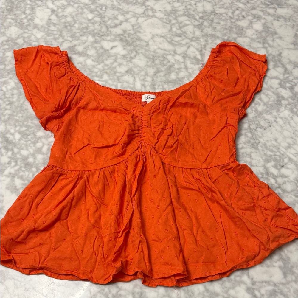 Vibrant Orange Peplum Blouse